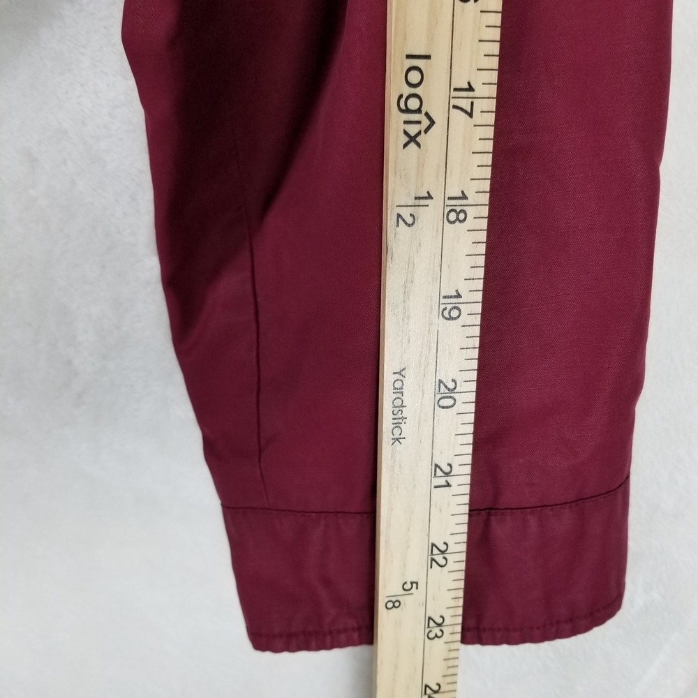 Lands' End Barn Jacket Women 1X Burgundy Plaid Lined Corduroy Trim Utility - Picture 9 of 10